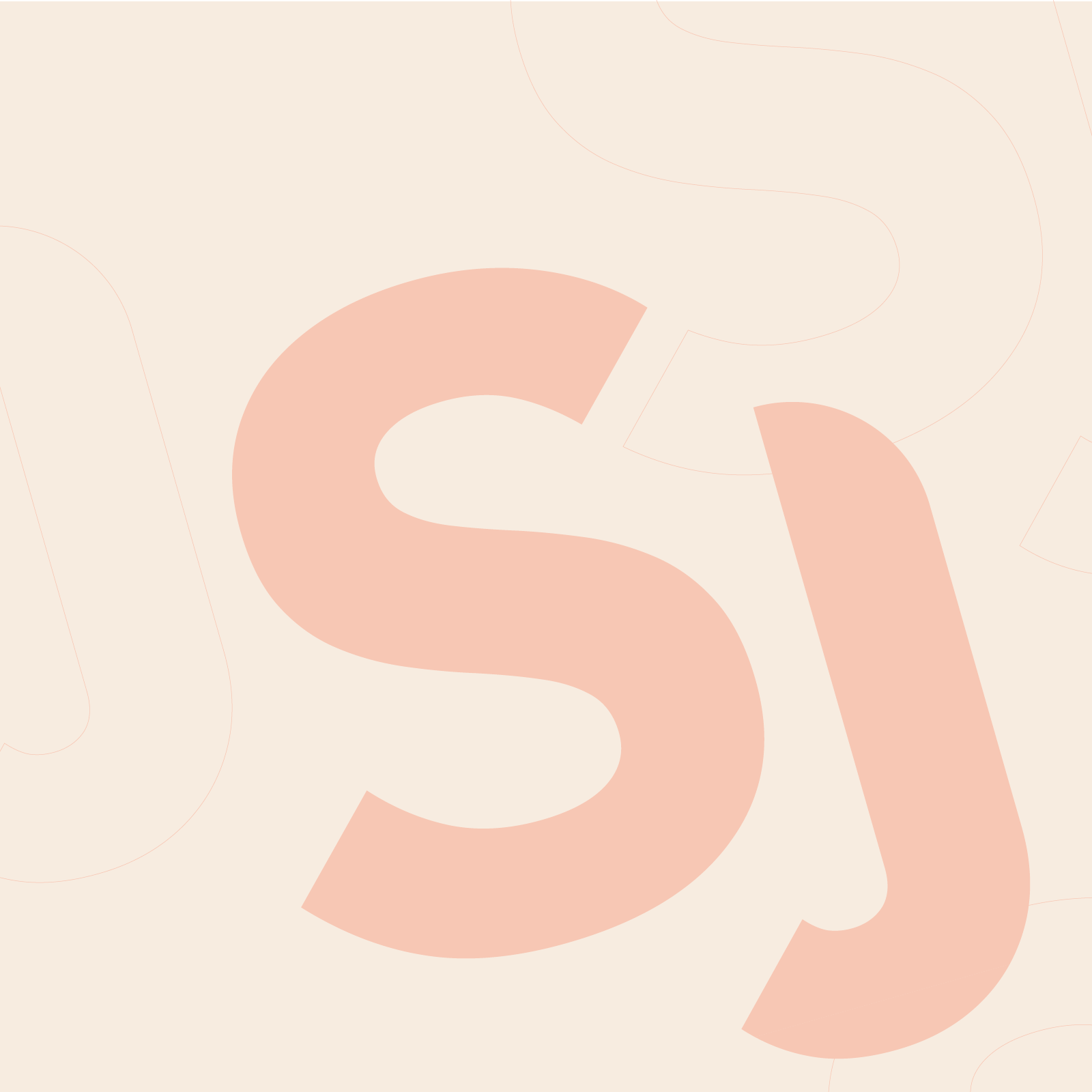 Sydjysk Sparekasses logo i peach grafik med baggrund i lysere sand