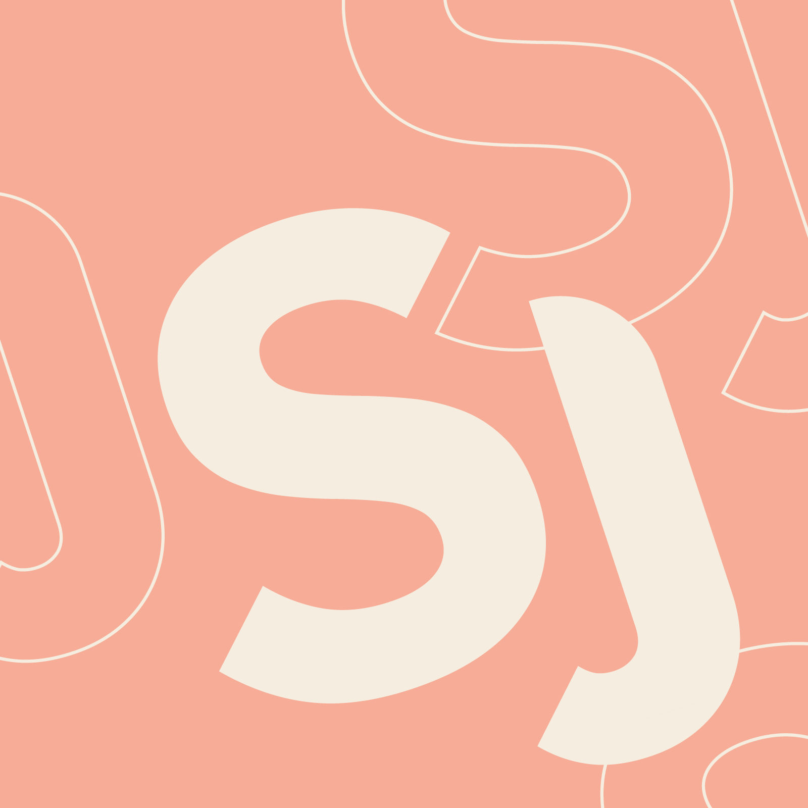 Sydjysk Sparekasses logo i beige grafik med baggrund i peach